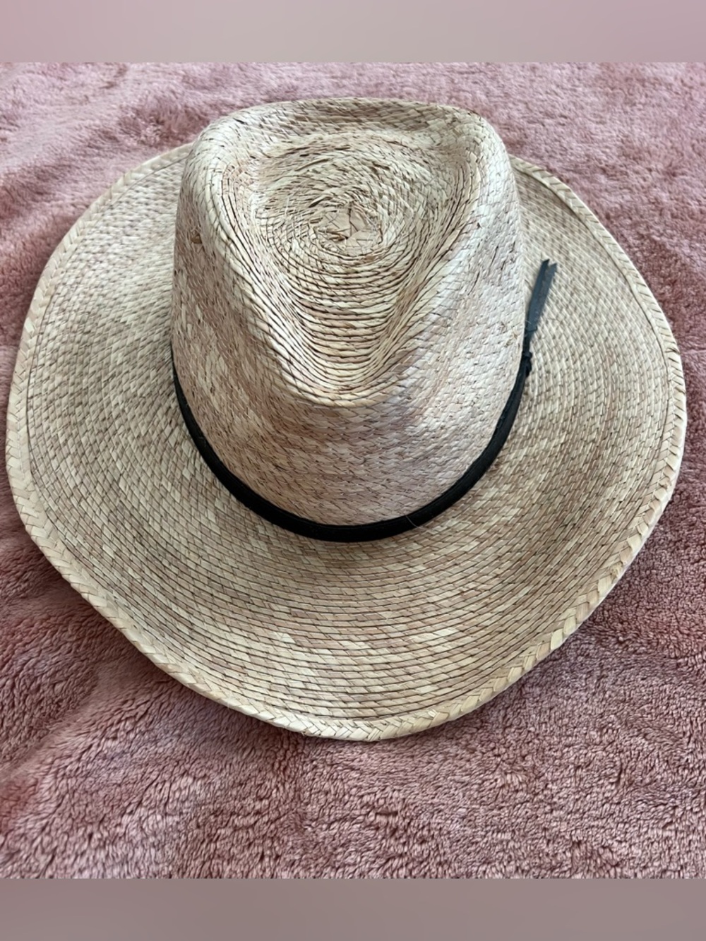 Straw Cowboy Hat with Black Band - Natural